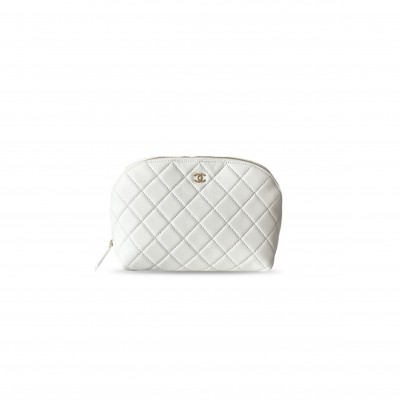 CHANEL CAVIAR QUILTED MEDIUM CURVY POUCH COSMETIC CASE (19*13*10cm) 